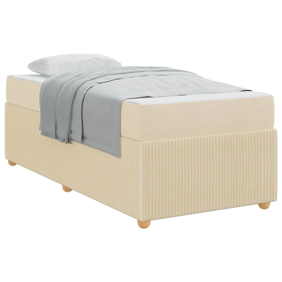 Cadre de lit avec matelas Crème 90 x 190 cm tissu - 2