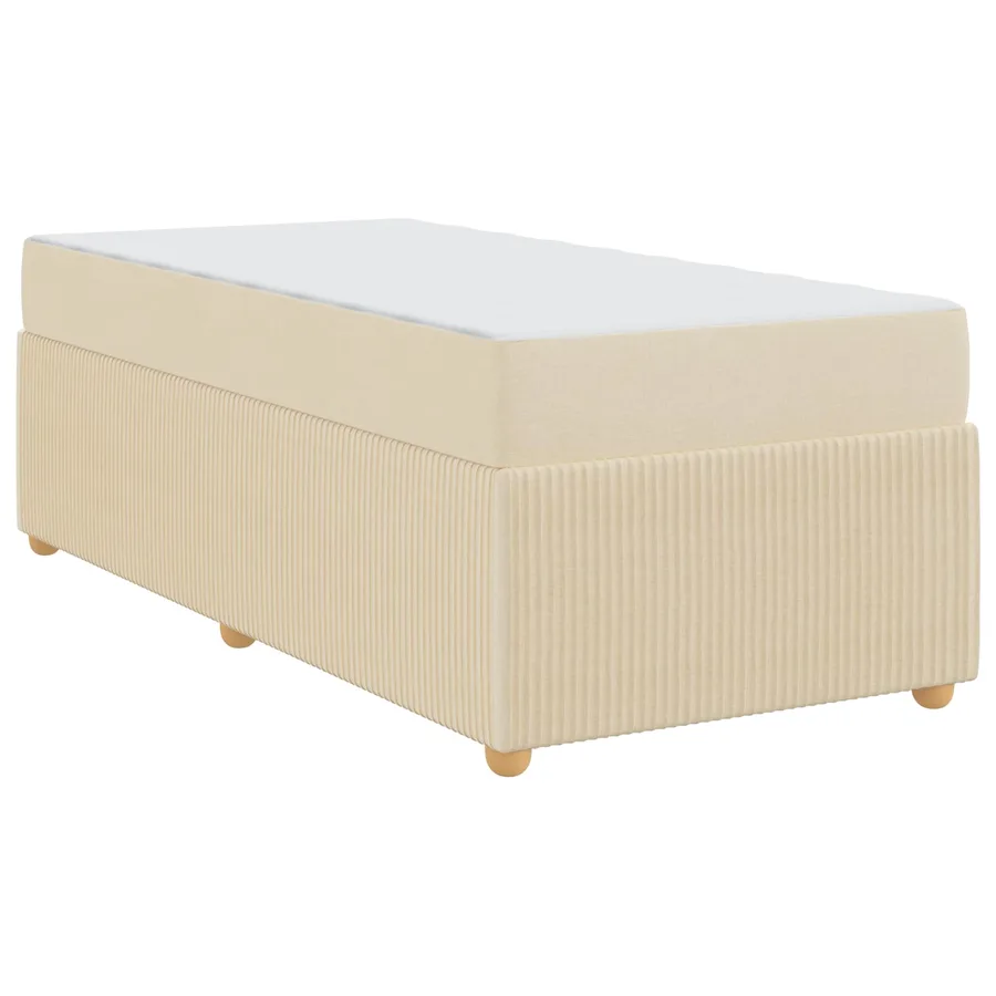 Cadre de lit avec matelas Crème 90 x 190 cm tissu - 4