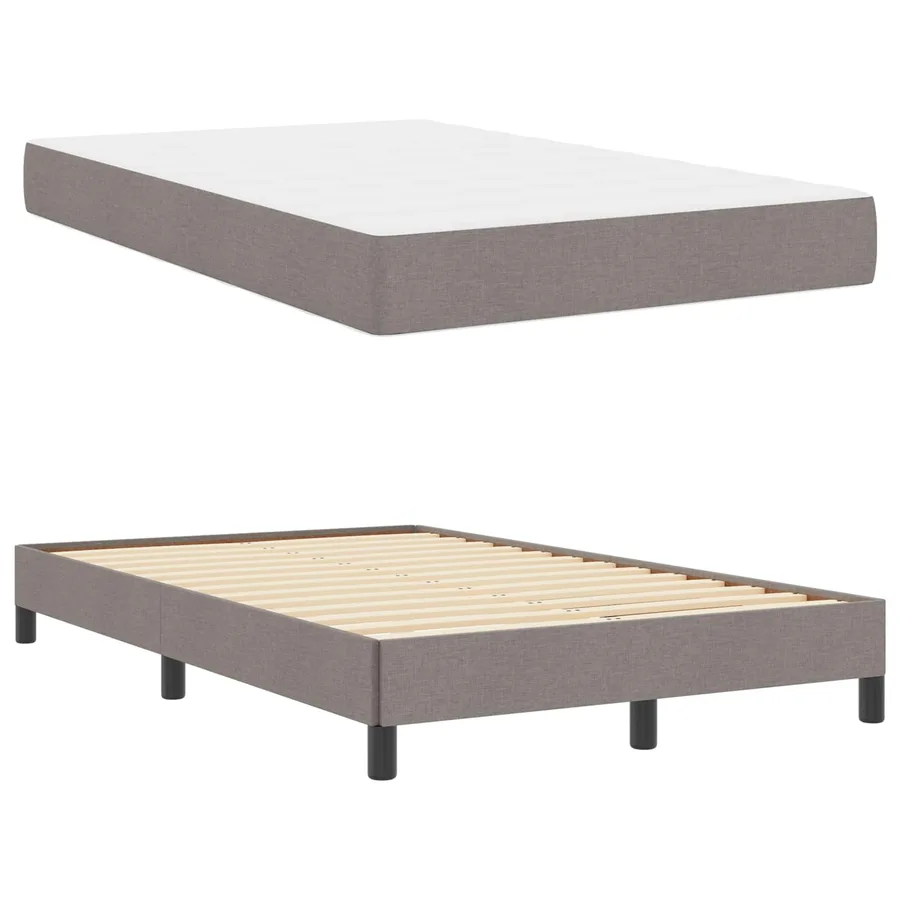 Lit à ressorts avec matelas Taupe 120 x 200 cm tissu - 5