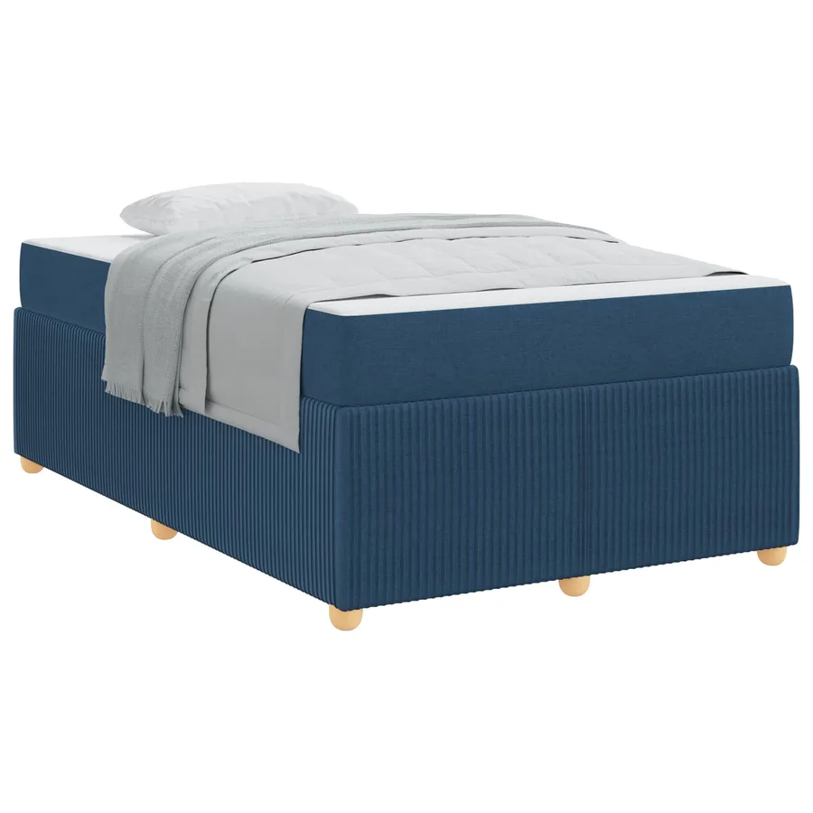Cadre de lit avec matelas Bleu 120 x 200 cm tissu - 2