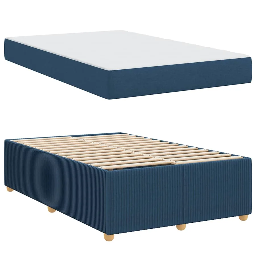 Cadre de lit avec matelas Bleu 120 x 200 cm tissu - 4