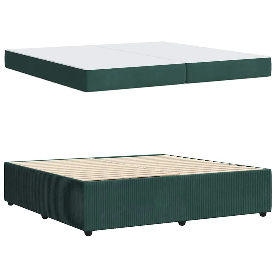 Cadre de lit avec matelas Vert foncé 200 x 200 cm tissu - 4