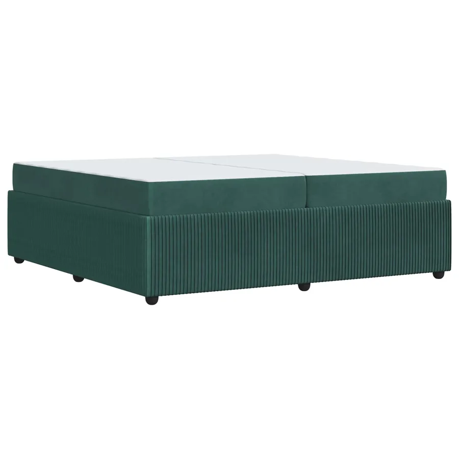 Cadre de lit avec matelas Vert foncé 200 x 200 cm tissu - 7