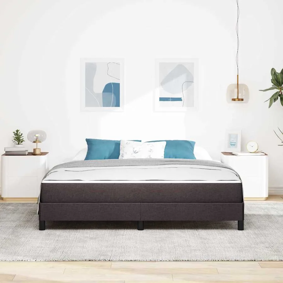 Lit à ressorts avec matelas Marron foncé 180 x 200 cm tissu - 3