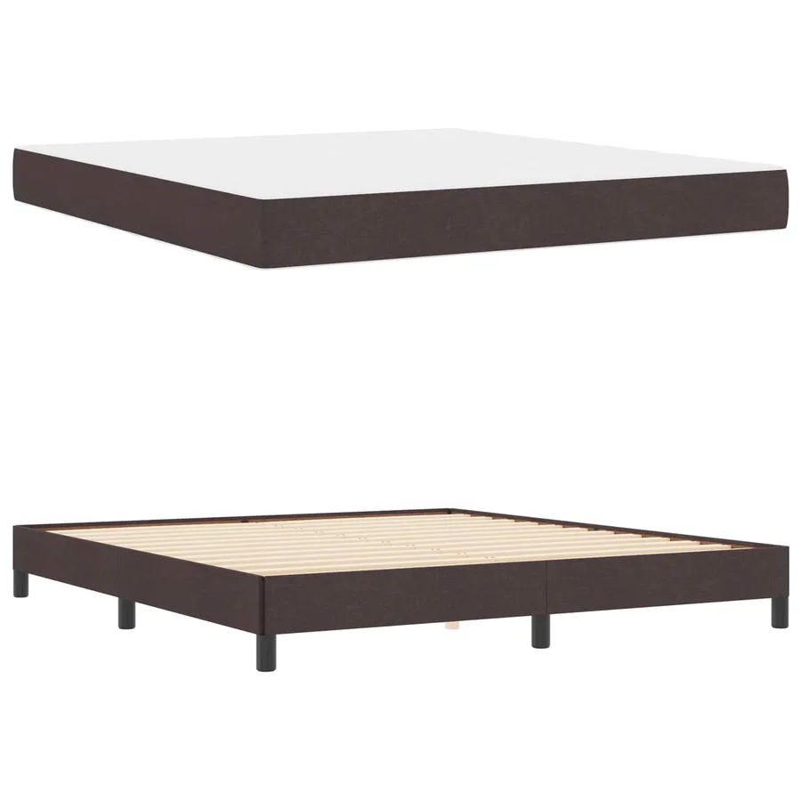 Lit à ressorts avec matelas Marron foncé 180 x 200 cm tissu - 5