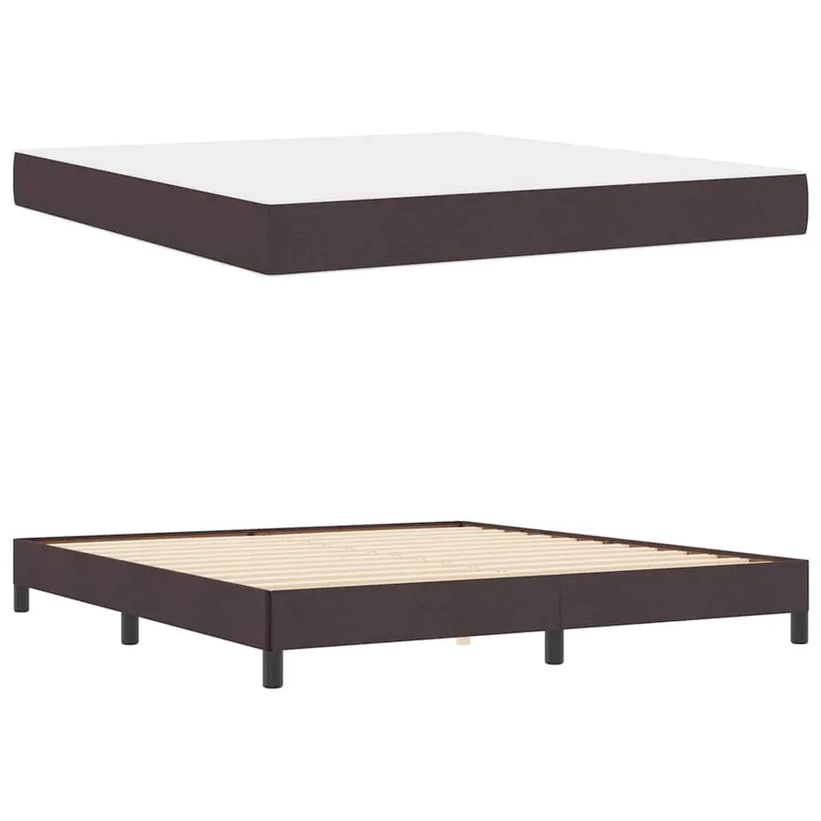 Lit à ressorts avec matelas Marron foncé 180 x 200 cm tissu - 6