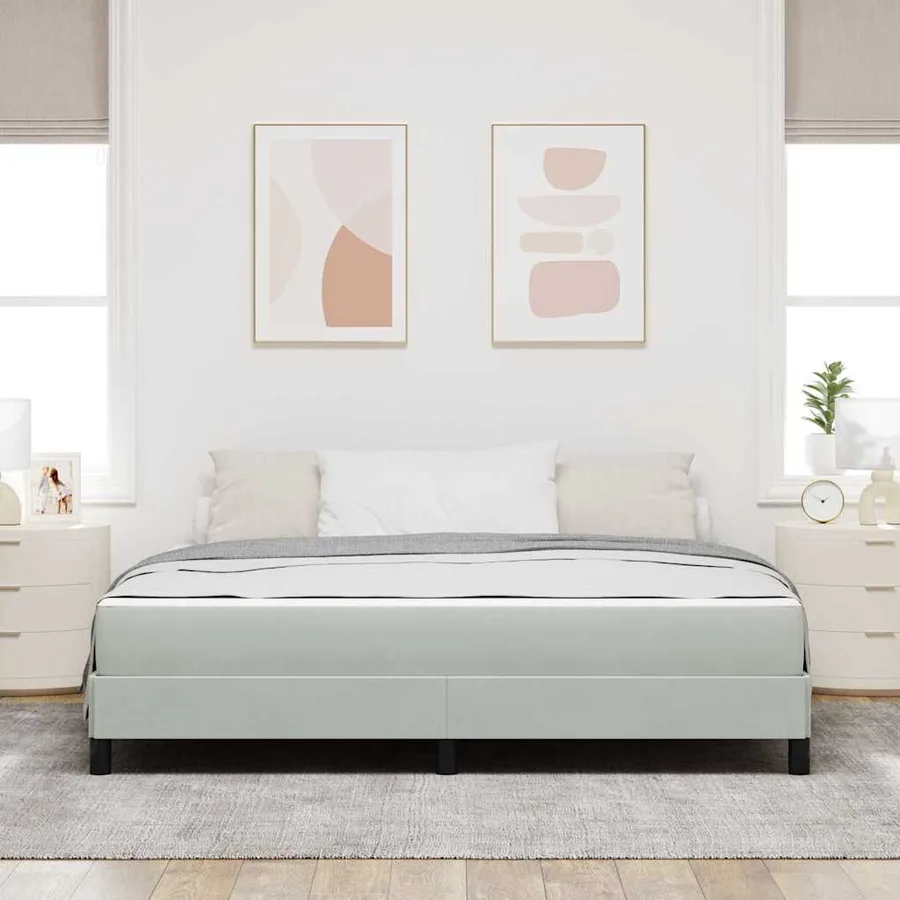 Lit à ressorts avec matelas Gris clair 180 x 200 cm tissu - 3