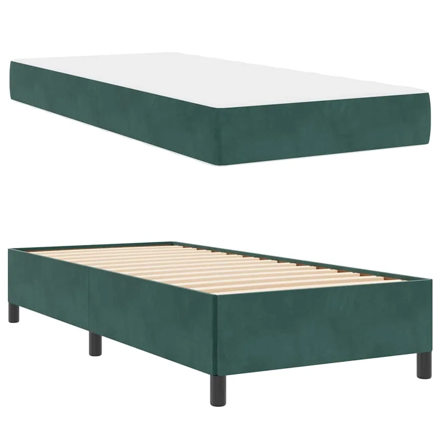 Cadre de lit avec matelas Vert foncé 100 x 200 cm tissu - 6