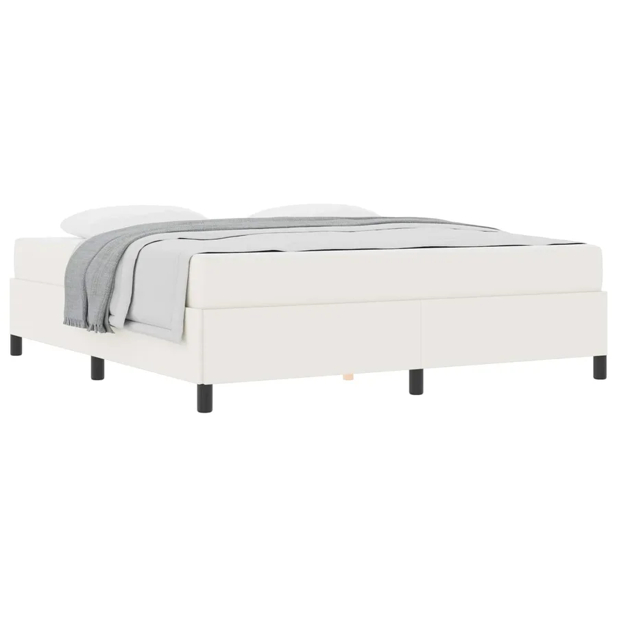 Cadre de lit avec matelas Crème 180 x 200 cm tissu - 2