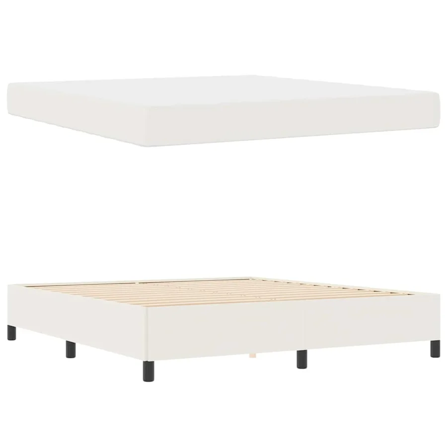Cadre de lit avec matelas Crème 180 x 200 cm tissu - 4