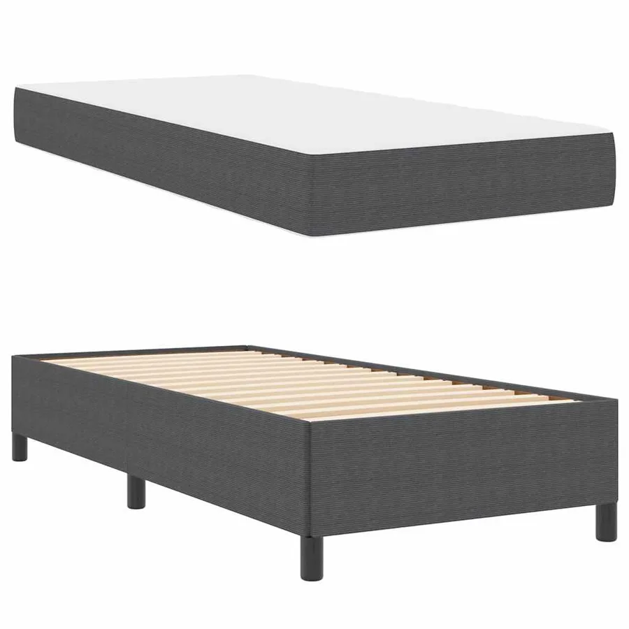 Cadre de lit avec matelas Gris foncé 80 x 200 cm tissu - 4