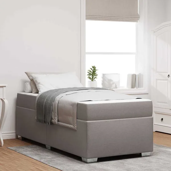 Cadre de lit avec matelas Taupe 90 x 200 cm tissu
