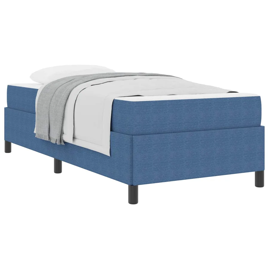 Cadre de lit avec matelas Bleu 90 x 190 cm tissu - 2