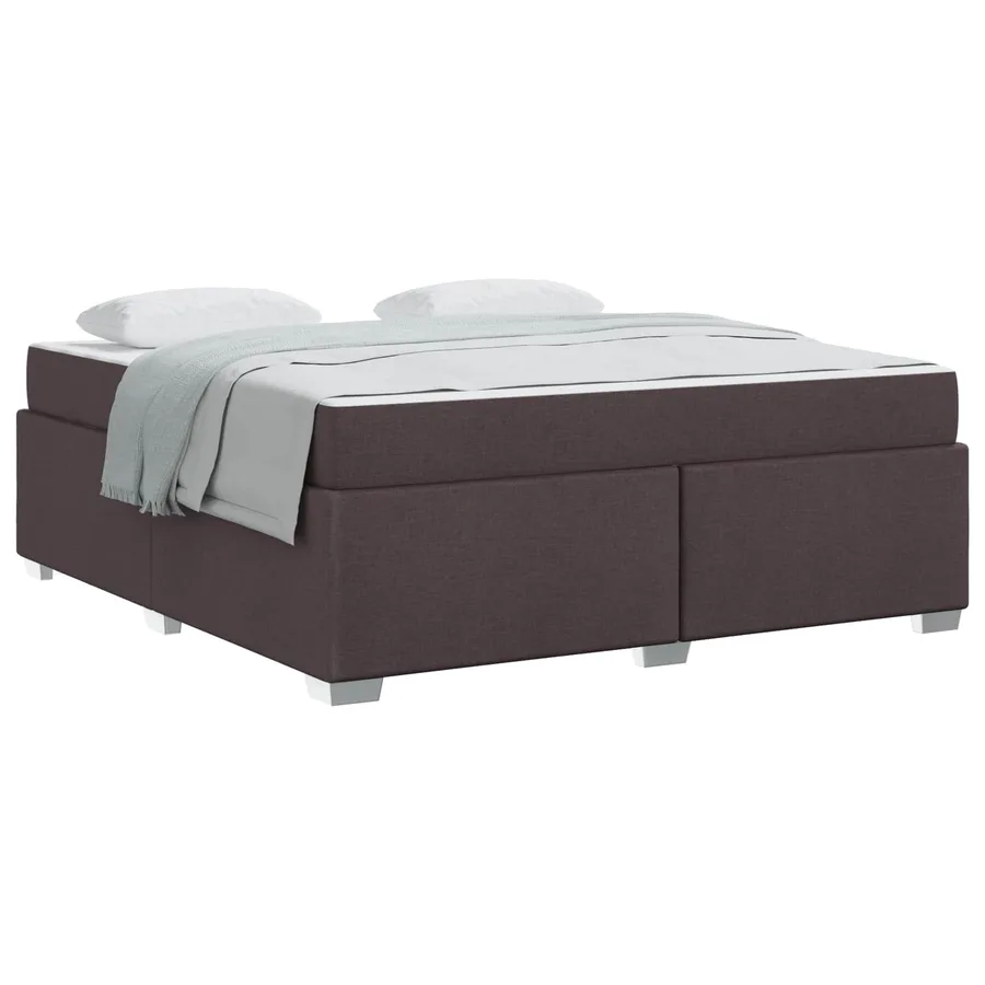 Cadre de lit avec matelas Marron foncé 180 x 200 cm tissu - 2