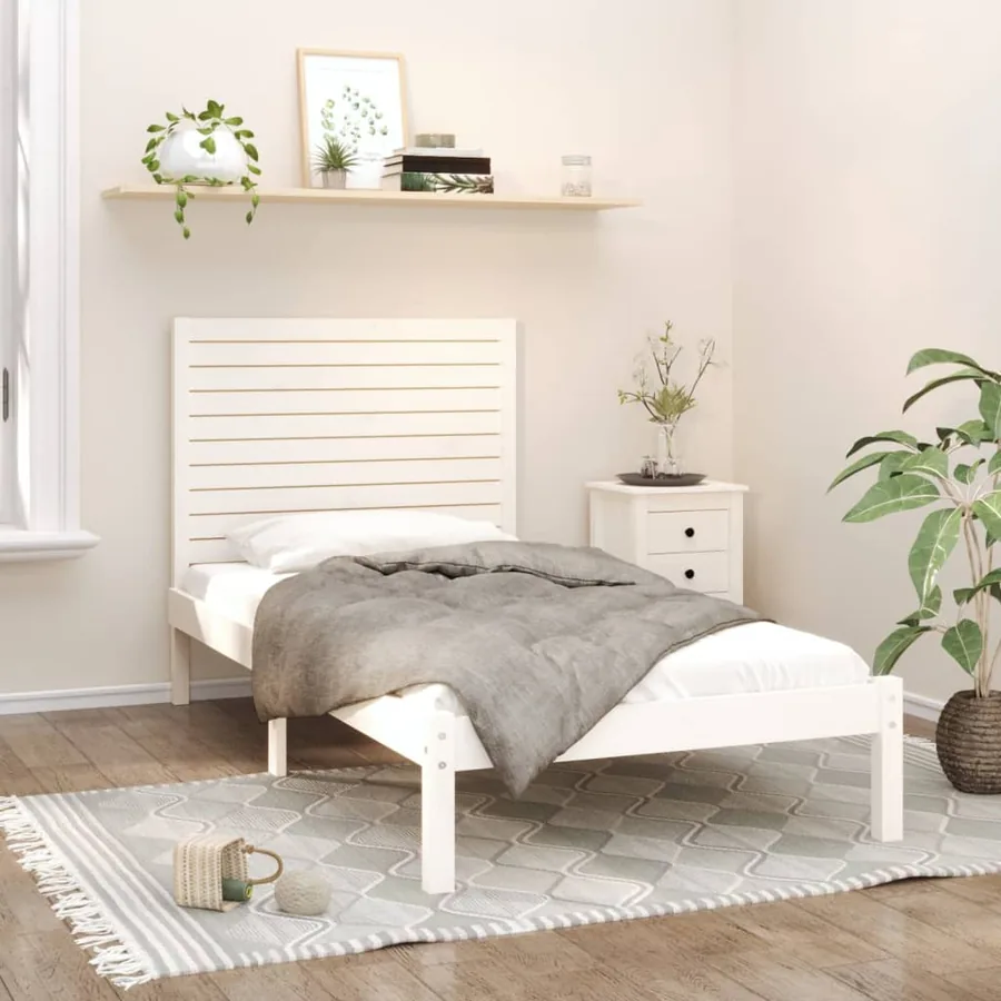 Cadre de lit sans matelas blanc 90x200 cm bois massif