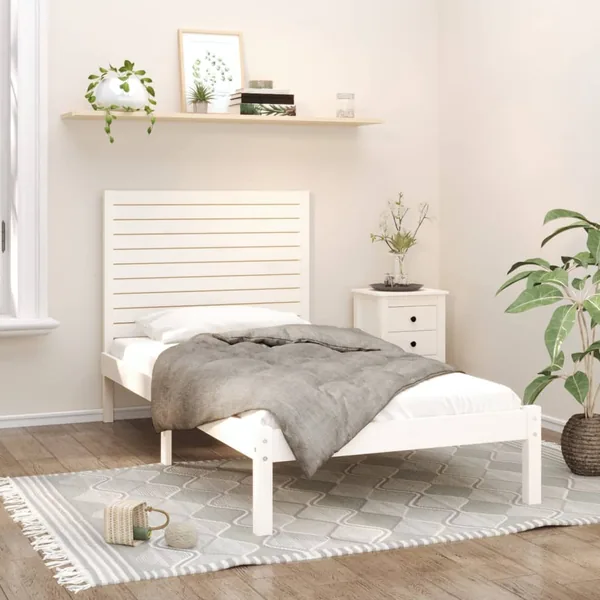 Cadre de lit sans matelas blanc 90x200 cm bois massif