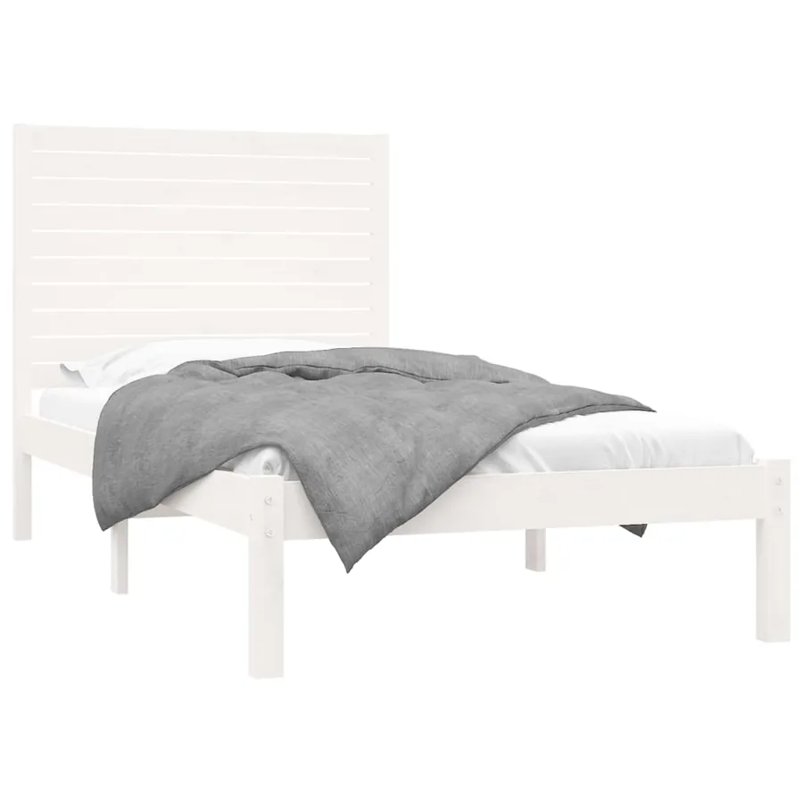 Cadre de lit sans matelas blanc 90x200 cm bois massif - 3