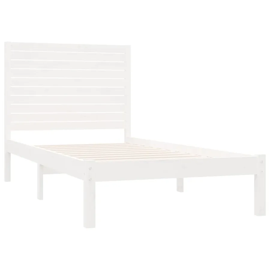 Cadre de lit sans matelas blanc 90x200 cm bois massif - 4