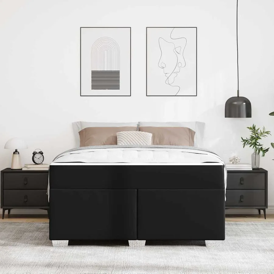 Cadre de lit avec matelas Noir 140 x 200 cm tissu - 3