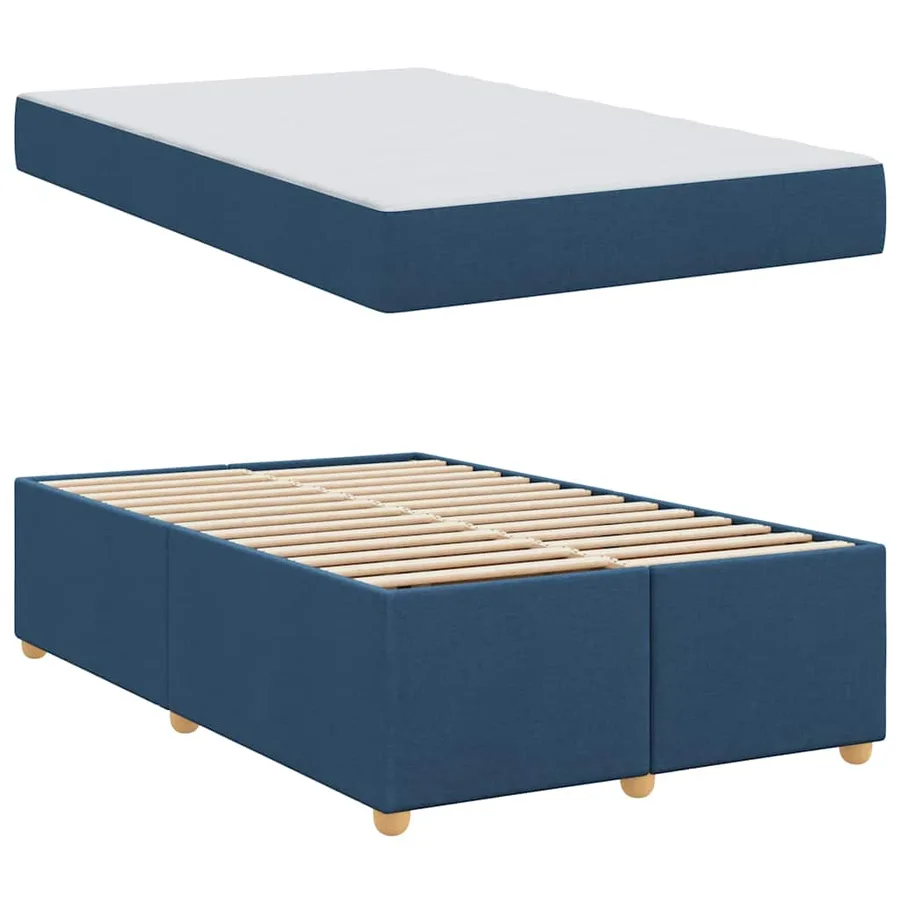Cadre de lit avec matelas Bleu 120 x 190 cm tissu - 4