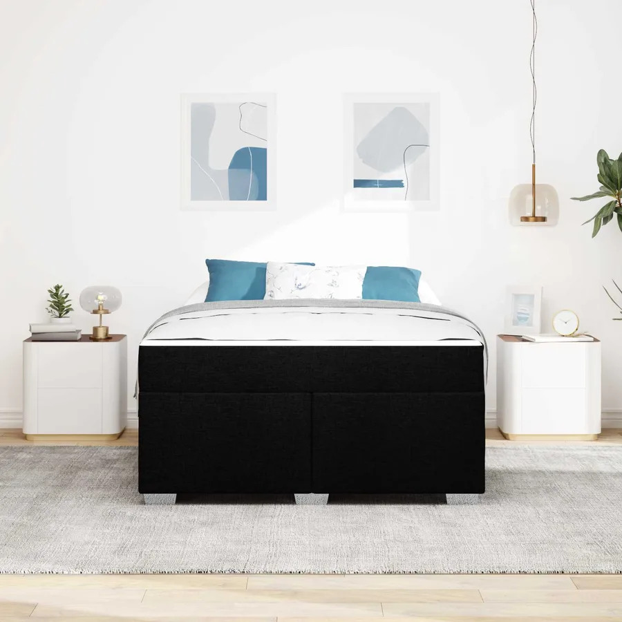 Cadre de lit avec matelas Noir 160 x 200 cm tissu - 4
