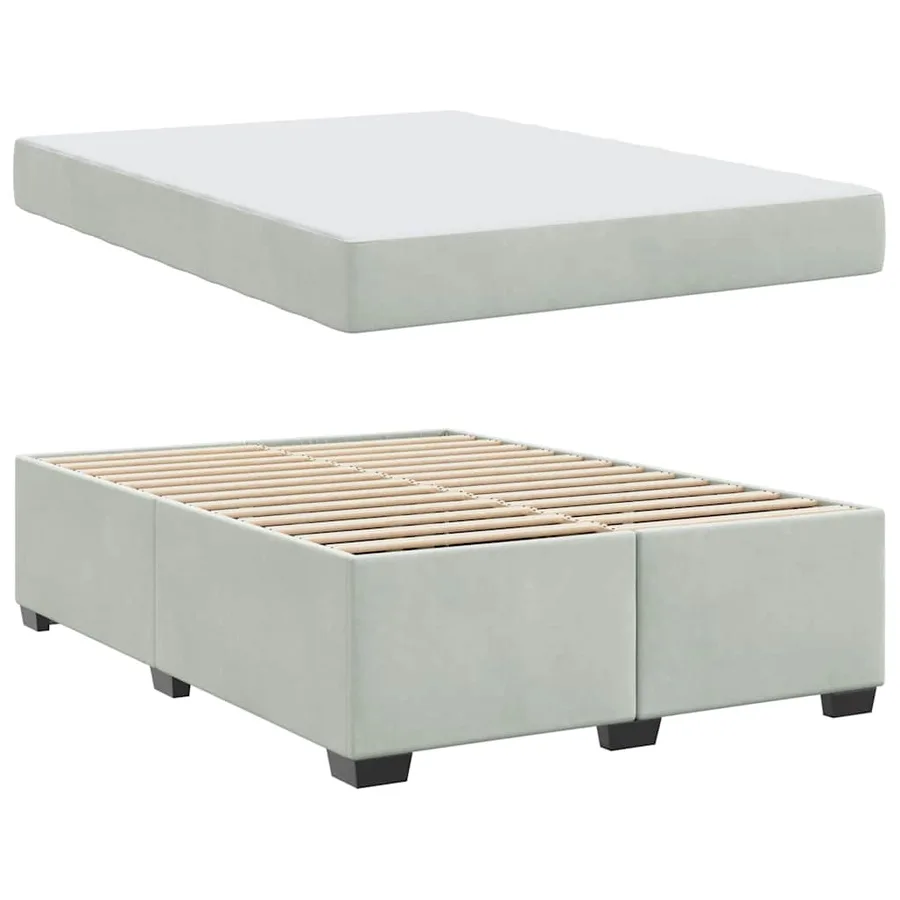 Cadre de lit avec matelas Gris clair 140 x 200 cm tissu - 4