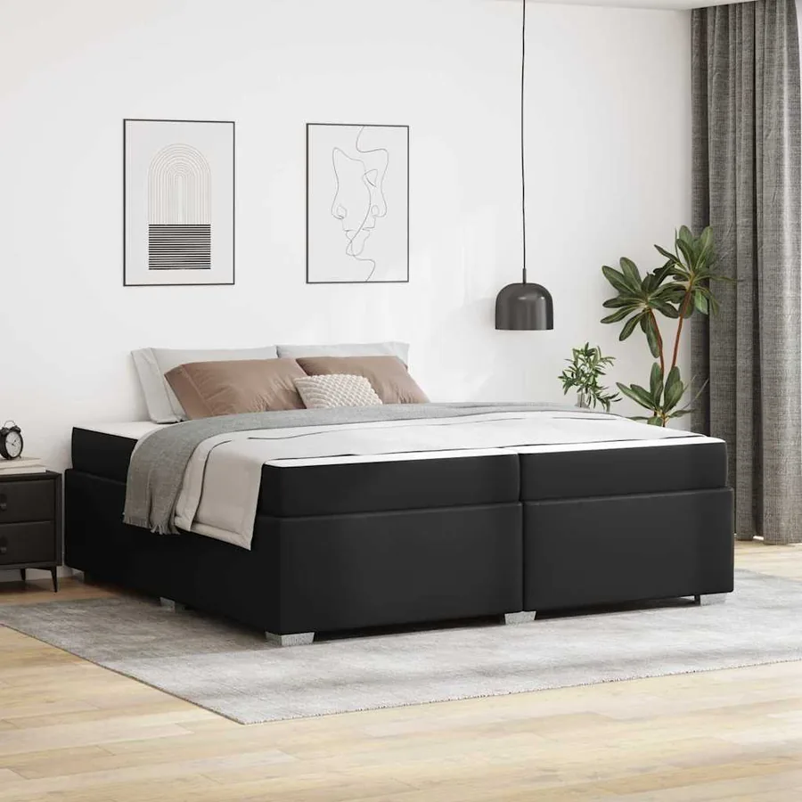 Cadre de lit avec matelas Noir 200 x 200 cm tissu