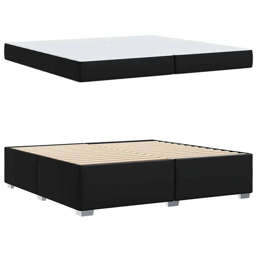 Cadre de lit avec matelas Noir 200 x 200 cm tissu - 4