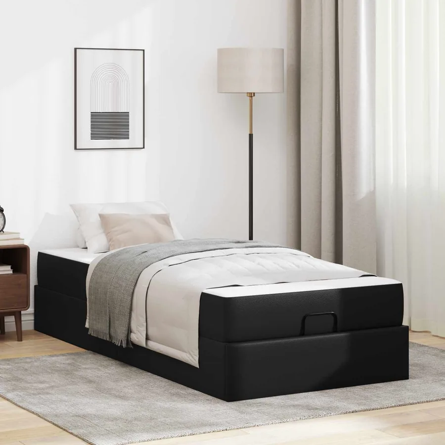 Cadre de lit avec matelas Autre 2 pcs Noir PVC