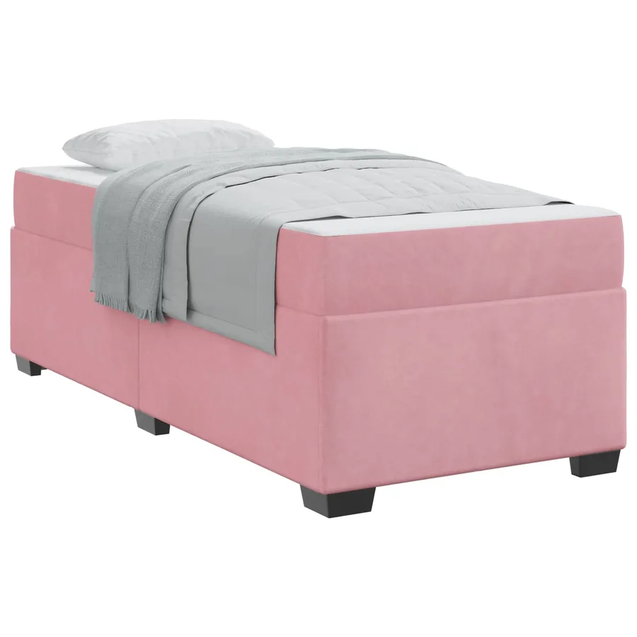 Cadre de lit avec matelas Rose 80 x 200 cm tissu - 2