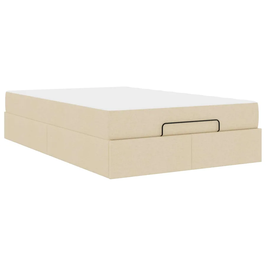 Cadre de lit avec matelas 2 pcs Crème tissu - 2