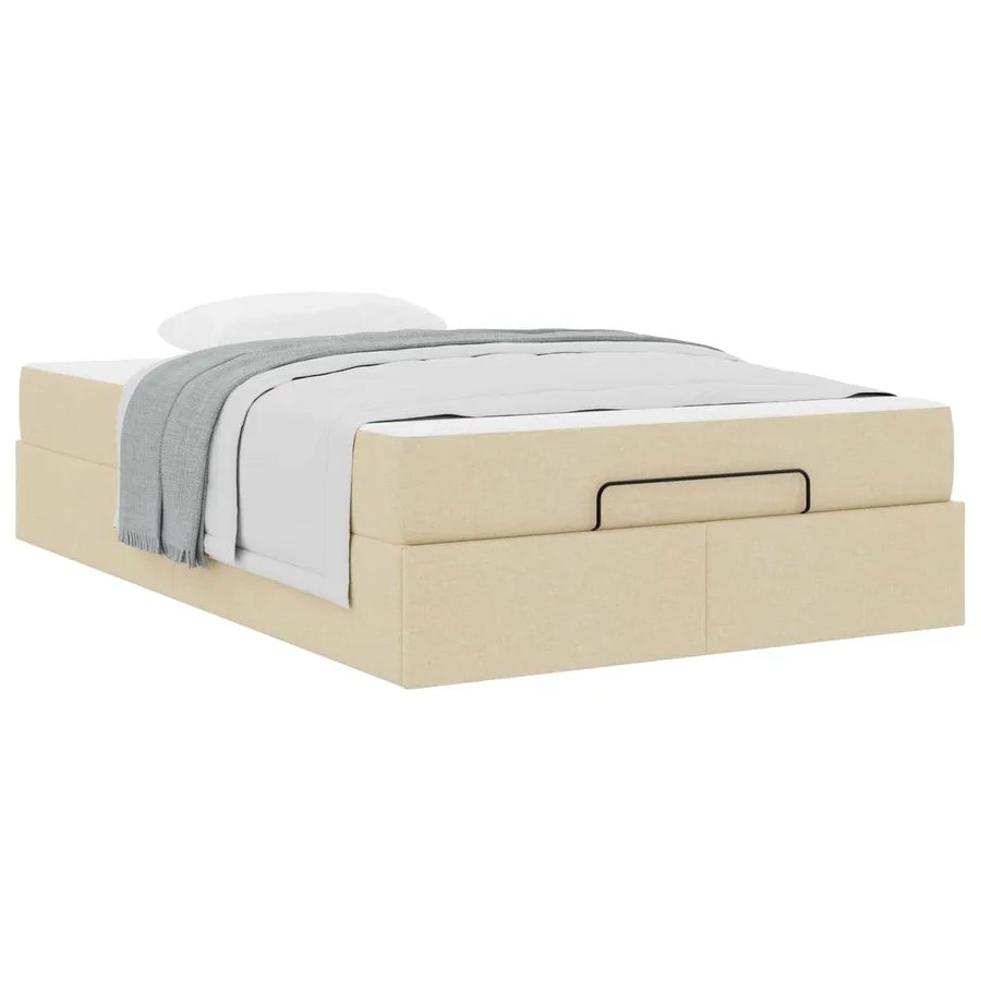 Cadre de lit avec matelas 2 pcs Crème tissu - 3