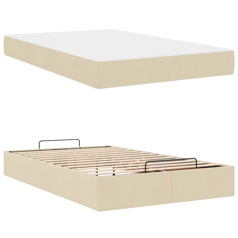 Cadre de lit avec matelas 2 pcs Crème tissu - 6