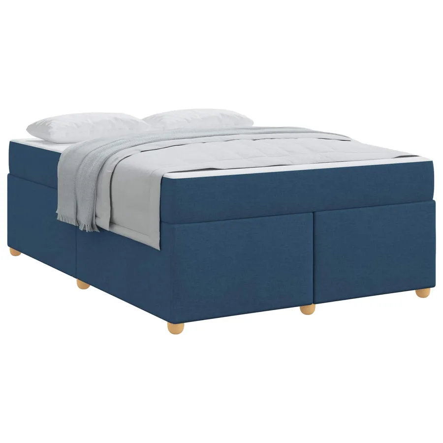 Cadre de lit avec matelas Bleu 140 x 200 cm tissu - 2