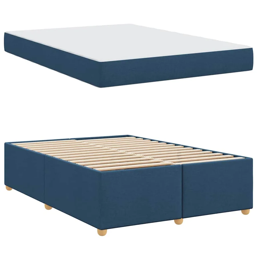 Cadre de lit avec matelas Bleu 140 x 200 cm tissu - 4