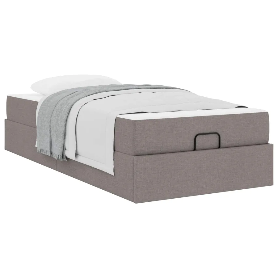 Cadre de lit avec matelas 2 pcs Taupe tissu - 3