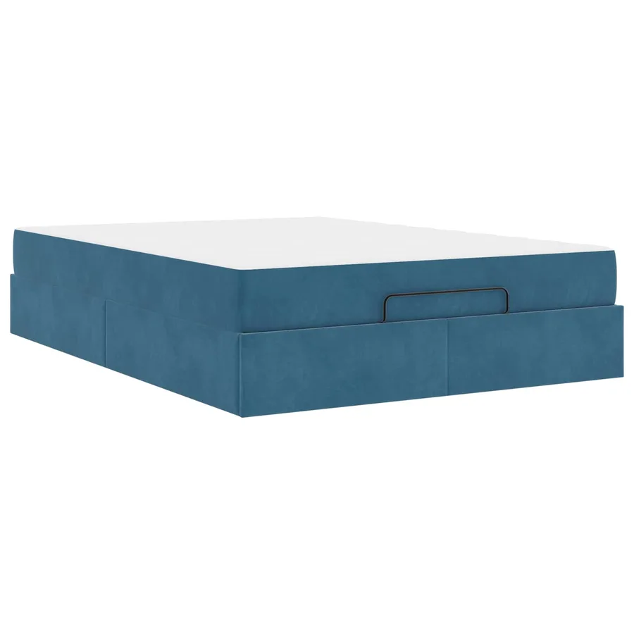 Cadre de lit avec matelas 2 pcs Bleu Velours - 2
