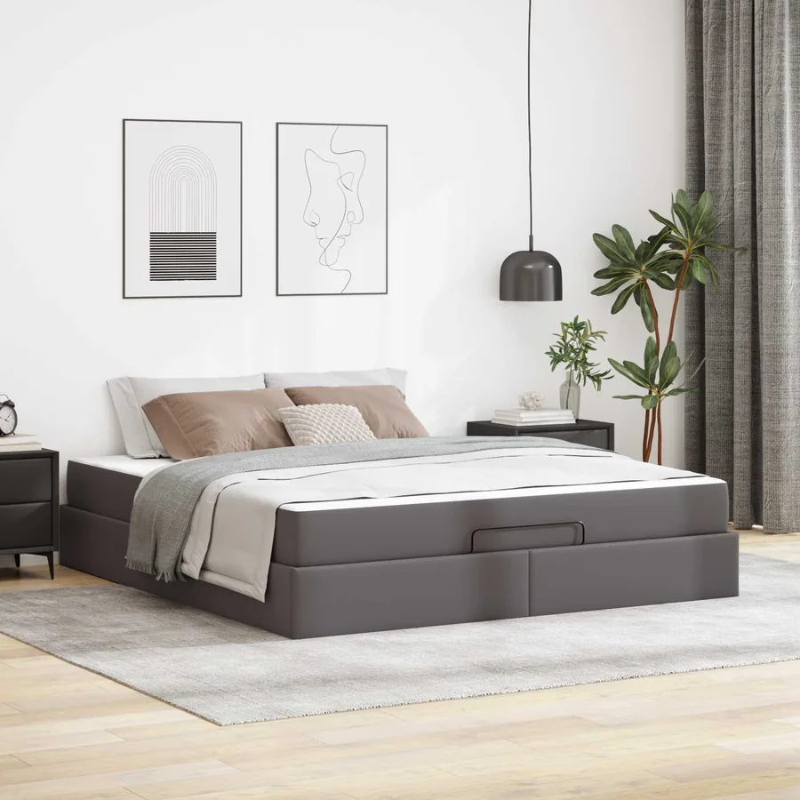 Cadre de lit avec matelas Autre 2 pcs Gris PVC