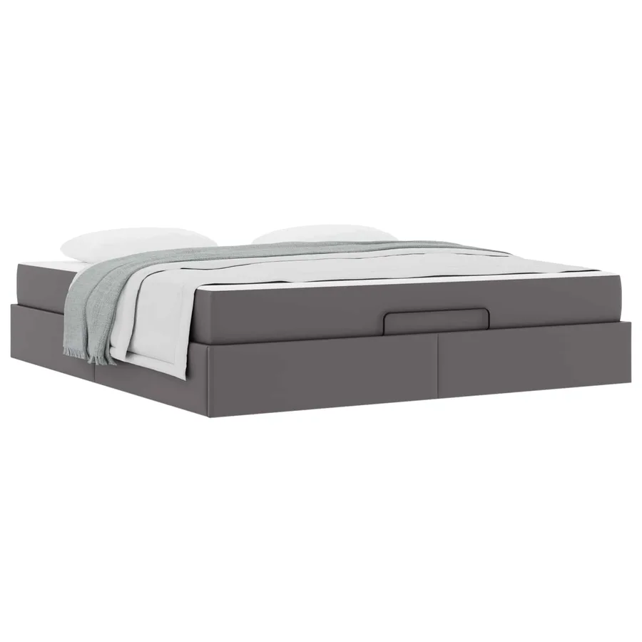 Cadre de lit avec matelas Autre 2 pcs Gris PVC - 3