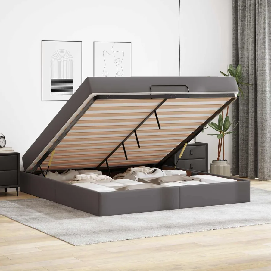 Cadre de lit avec matelas Autre 2 pcs Gris PVC - 4