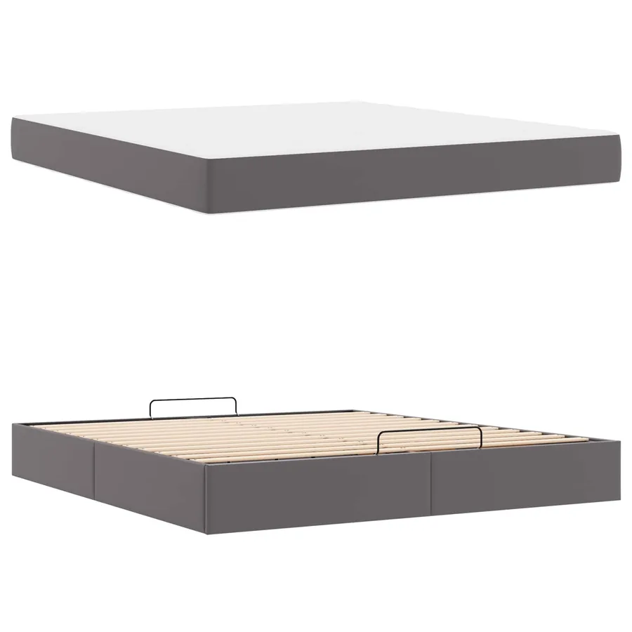 Cadre de lit avec matelas Autre 2 pcs Gris PVC - 5
