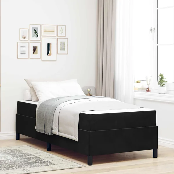 Cadre de lit avec matelas Noir 80 x 200 cm tissu