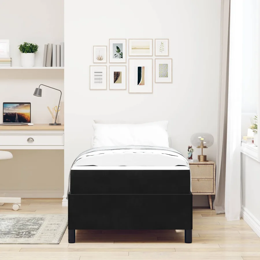 Cadre de lit avec matelas Noir 80 x 200 cm tissu - 4