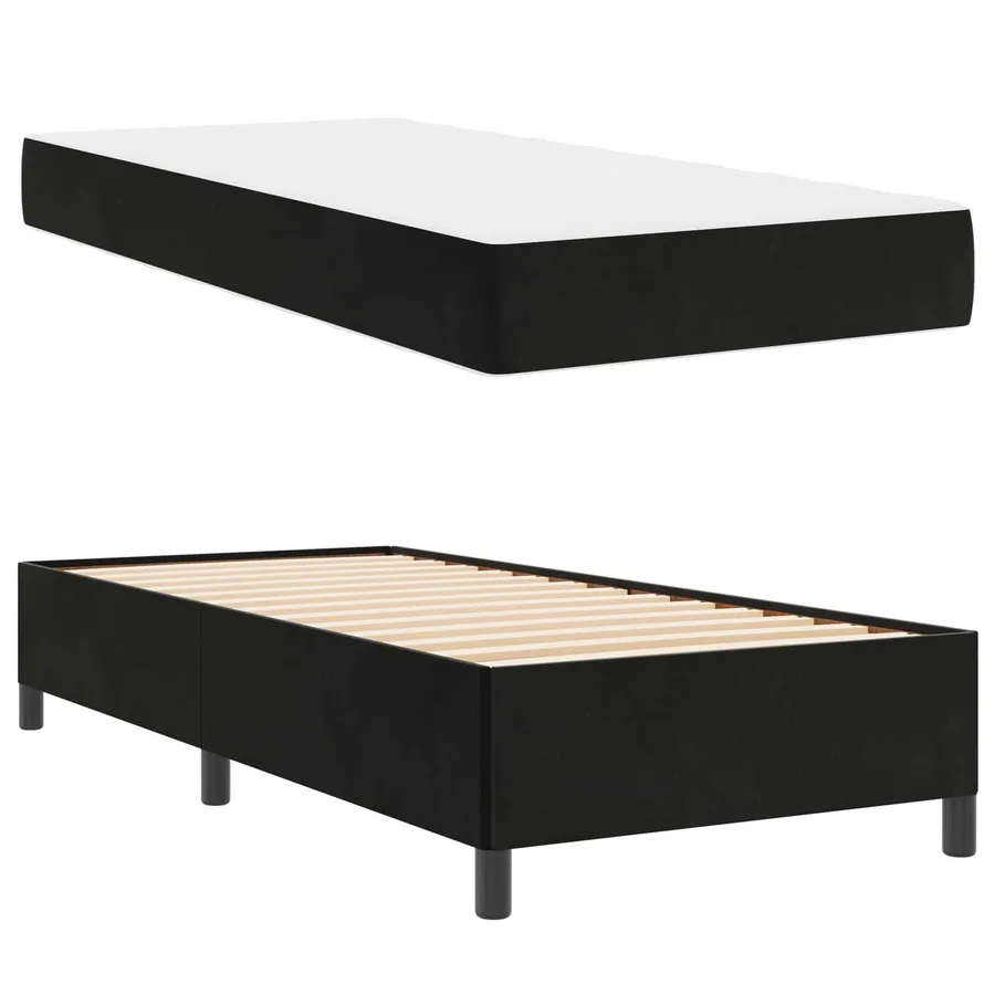 Cadre de lit avec matelas Noir 80 x 200 cm tissu - 5