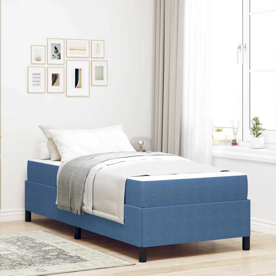 Cadre de lit avec matelas Bleu 80 x 200 cm tissu