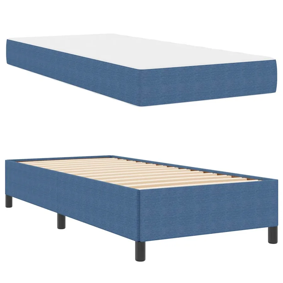 Cadre de lit avec matelas Bleu 80 x 200 cm tissu - 4