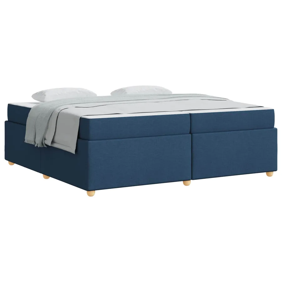 Cadre de lit avec matelas Bleu 200 x 200 cm tissu - 2