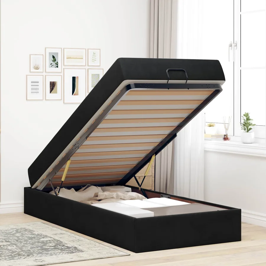 Cadre de lit avec matelas 2 pcs Noir Velours - 4