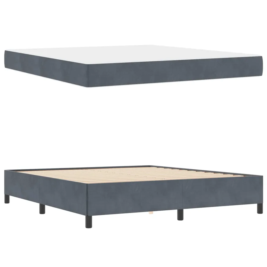 Cadre de lit avec matelas Gris foncé 180 x 200 cm tissu - 5