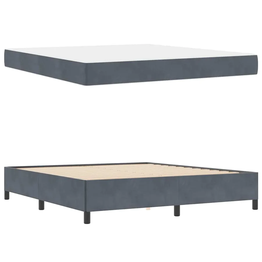 Cadre de lit avec matelas Gris foncé 180 x 200 cm tissu - 6